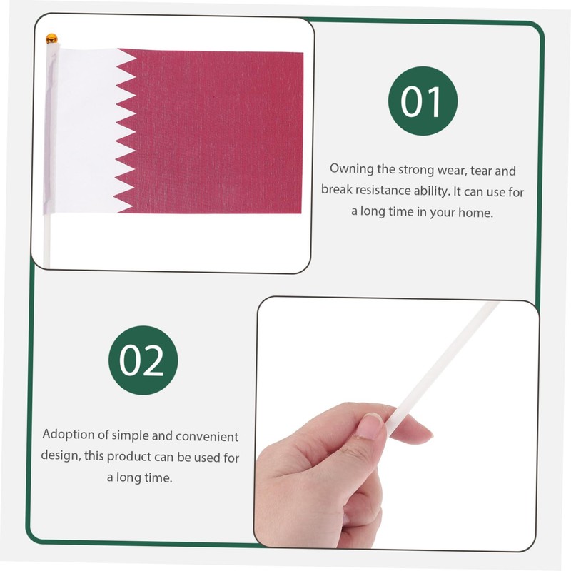 KONTONTY 20pcs Qatar 32 Flag Small Flags on Stick National