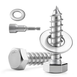 BNUOK 23 Sets 5/16" x 1-1/4" Hex Head Lag Screws Bolts with Flat Washers 304 Stainless Steel 18-8 Heavy Duty Lag Screw for Wood, Driver Bit Included