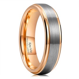 King Will Men Silver Rose Gold Tungsten Rings 6mm Size 11.5