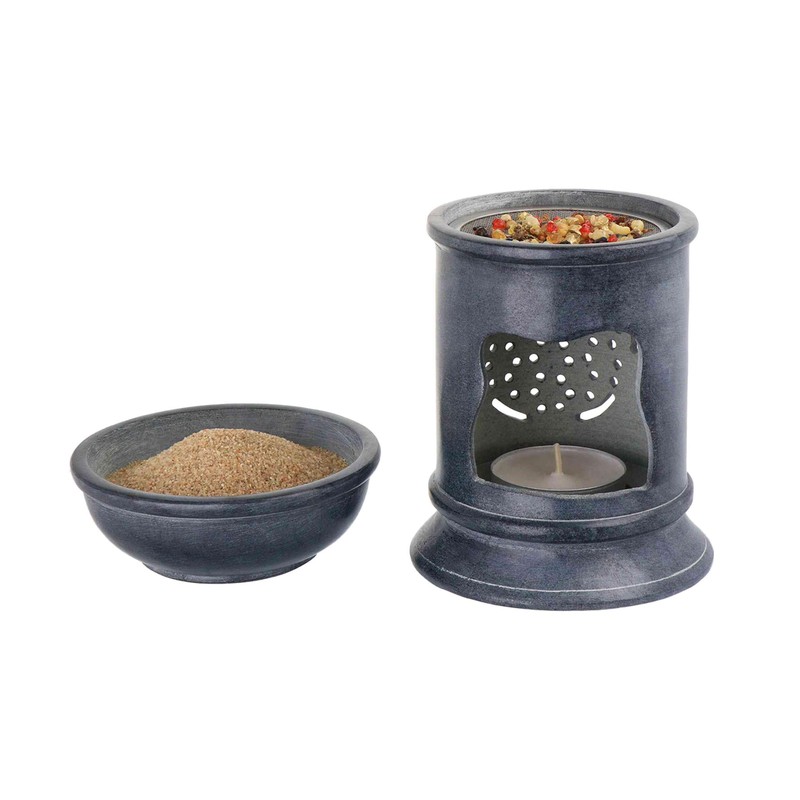 NKlaus Incense Burner 10 x 7.6 cm Soapstone - Flower