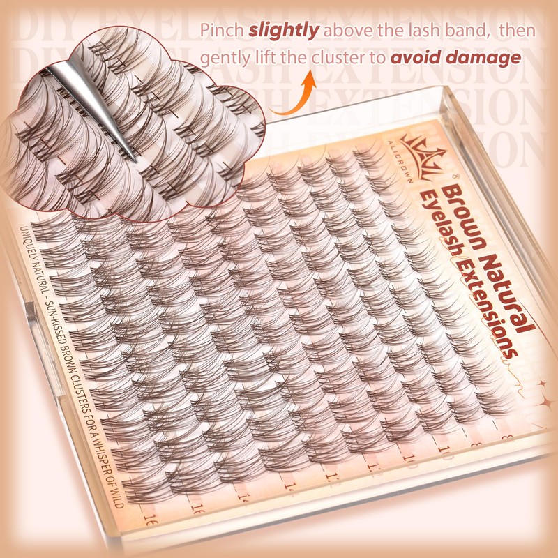 Brown Lash Clusters Natural Eyelash Clusters Wispy Individual Lash Extensions