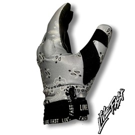 Live Fast Grey Paisley Motorcycle Gloves 3XL