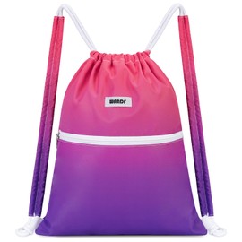 WANDF Drawstring Backpack with Shoulder Pads, Gym Bag, Sports Bag, Adjustable Drawstring Gym Bag for Women, Men, Children with Inner Pocket, 11 Litres, for Sports and Travel, Rose Red