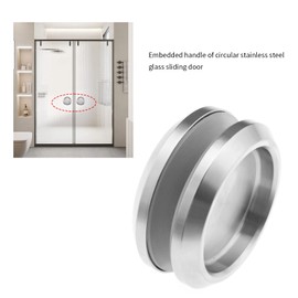 Glass Door Handle Stainless Steel Recessed Sliding Door Pull Handles Circular Sliding Door Handle for Bifold Doors Cabinets Sliding Doors Silver 68mm