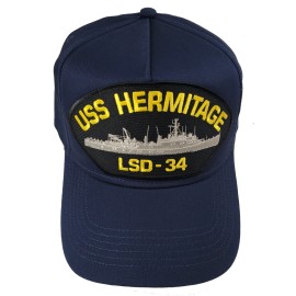 HnP USS HERMITAGE  LSD-34 SHIP HAT - NAVY BLUE - Veteran Owned Business
