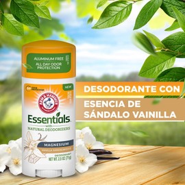 Arm & Hammer Essentials Desodorante Natural en Barra Vainilla, 71 g. Controla y Protege del Mal Olor por 24 Hrs. Axilas Frescas sin Aluminio, Parabenos, ni Ftalatos. Unisex
