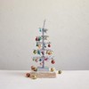 Creative Co-Op Tinsel Tree with Glass Ornaments and Wood Base,