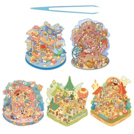 TYXHXTF 5 Sets of 3D Extremely Large House Stickers, Fairy Tale Stickers, 3D Sticker Scene, House Stickers Make Your Own, Relief Stress for Adults and Children