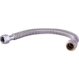SharkBite Max 3/4 Inch x 3/4 Inch FIP x 18 Inch Stainless Steel Corrugated Flexible Water Heater Connector, Push to Connect Brass Plumbing Fitting, PEX Pipe, Copper, CPVC, PE-RT, HDPE, URSS3088FX18