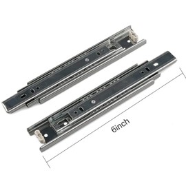 Drawer Slides 6 Inch Ball Bearing Full Extension 3 Section Slide Track Mounting Drawer Runners Slider for Cabinet Home Furniture, 2 Pack(Sliver 6 Inch