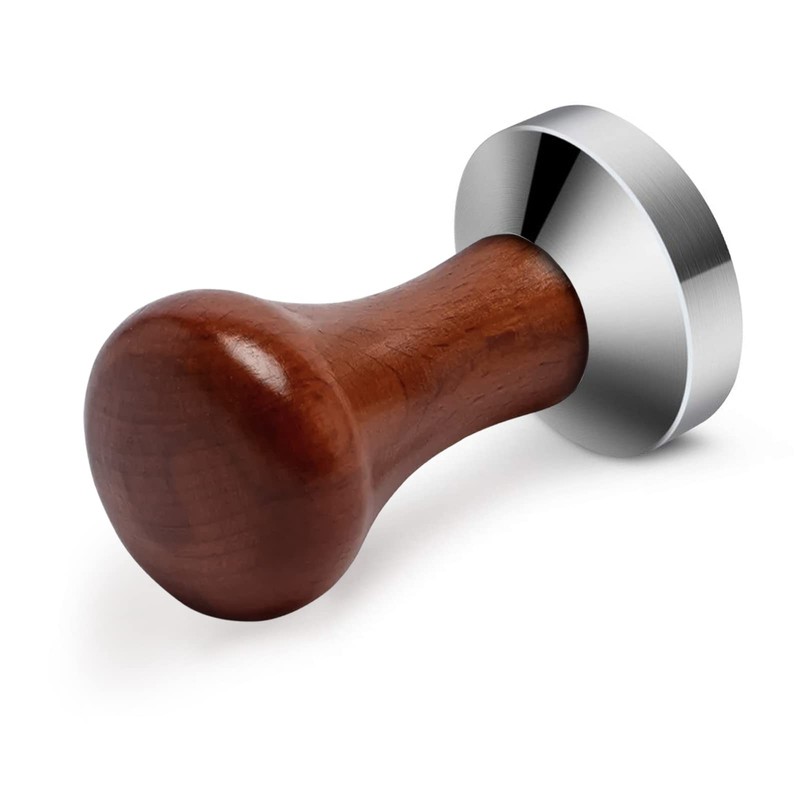 51mm Solid Aluminum Coffee Tamper, Wooden Handle Espresso Press Tamper
