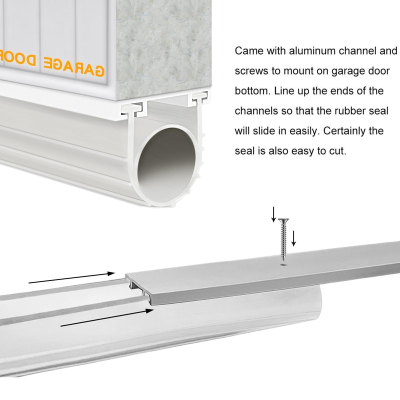Garage Door Seals Bottom Rubber with Pre-drilled Aluminum Track Retainer