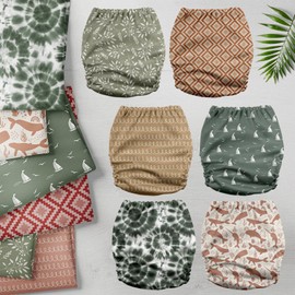 Mama Koala 3.0 Cloth Diapers for Babies with AWJ Lining, 6 Pack with 6 5-Layer Natural Cloth Diaper Inserts - Reusable and Washable Pocket Diapers(A-Calm Spring)