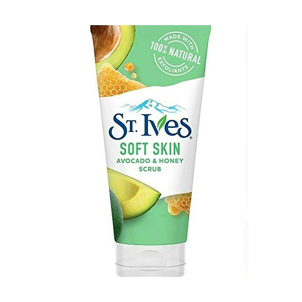 St Ives Soft Skin Avocado And Honey Scrub Facial Cleanser Scrub 6 ounce (Pack of 2)