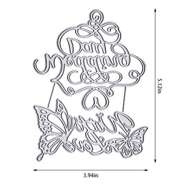 Valentine's Day Cutting Dies for Card Making, Wedding Day Words Die Cuts Butterfly Dies Embossing Stencil Template Tool for DIY Scrapbooking Paper Card and Photo Album Craft Decoration