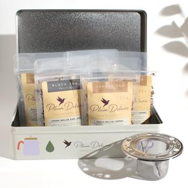 Tea Discovery Collection Assorted Tea Gift Set - 5 Hand-Crafted Loose Leaf Teas, Presentation Gift Box with Loose Leaf Steeper Included - Mixed Caffeine - 5 Unique and Flavorful Teas - 75 Cups