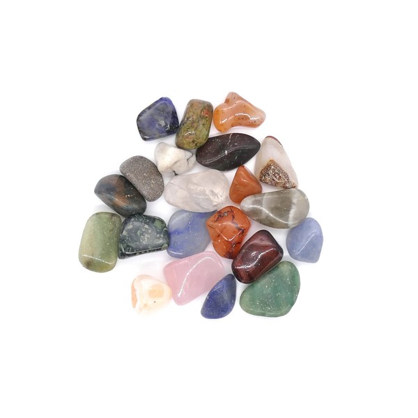 Polished Tumblestone Gemstones, Pocket Reiki, Chakra, Mineral Rocks, 100g Pack (18 to 21 Stones) Size: Medium Mix 15mm to 25mm