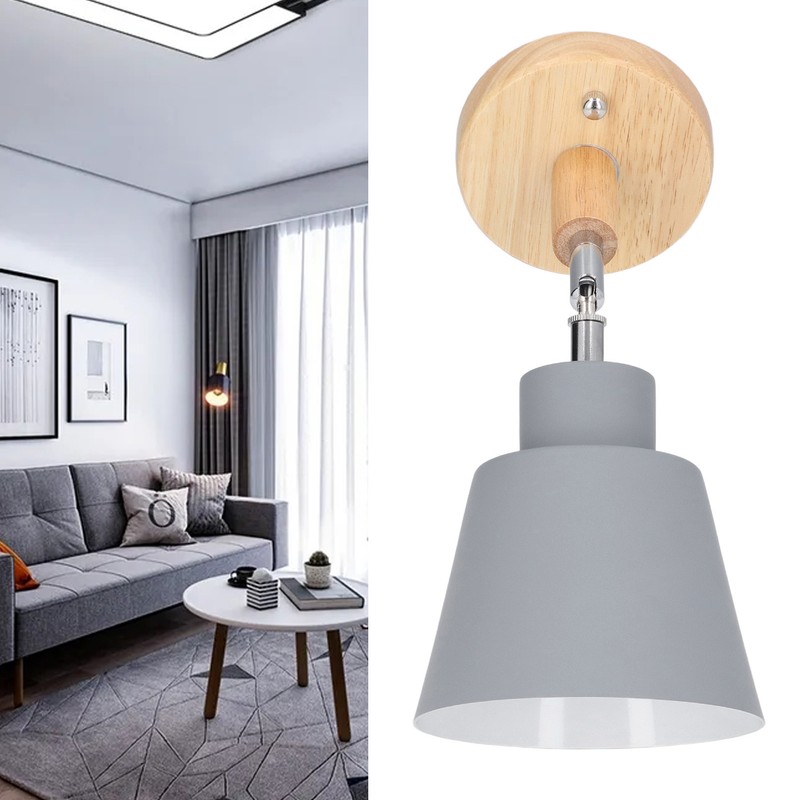 Wall Sconces Modern Minimalist Style Wood Art Decorative Grey Wall