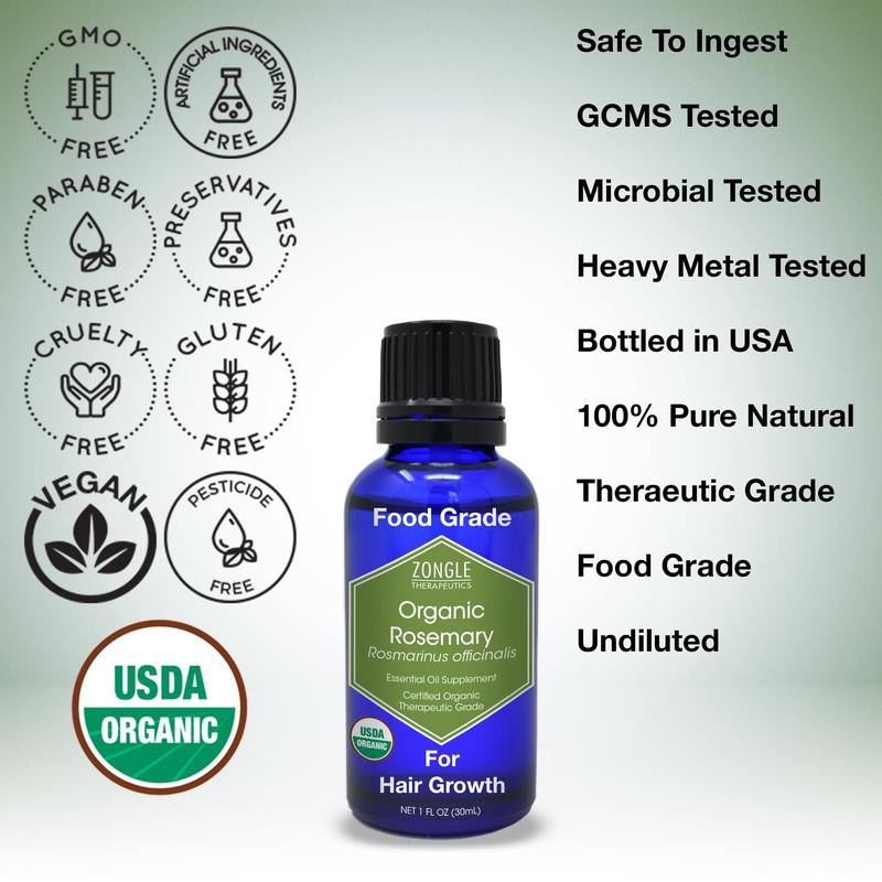 Organic, Rosemary Oil, Food Grade, for Hair, Growth – 100%