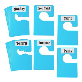 DMLNN 10 Pack White Clothing Rack Size Dividers Plus 45 Labels (1 Inch) and 18 Large Blank Labels, Large Rectangular Clothing Closet Dividers (Blue)