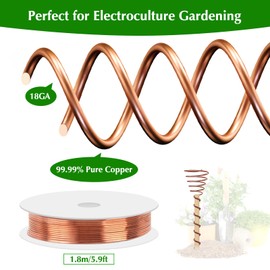 Owfeel Electroculture Gardening Copper Kit with 99.9% Pure Copper Wire, 2 PCS Fibonacci Coil Winding Jigs, 6 PCS Wooden Stakes Antennas, 16 Gauge Copper Wire for Gardening, Air Plant (8.2 Feet /2.5m)