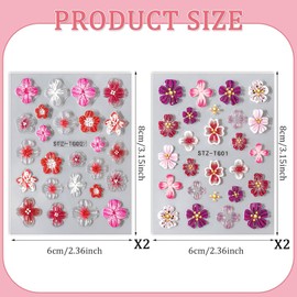 Flower Nail Art Stickers Decals, 4 Sheets 3D Self Adhesive Embossed Flower Nail Decals Nail Art Supplies Designs, Floral Nail Accessories for Women Girls