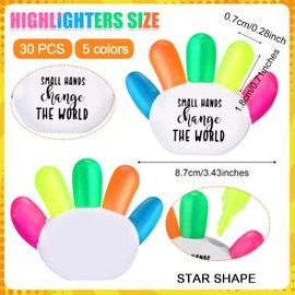 Chivertion 30 Sets Finger Shape Highlighter Watercolor Pen Colorful Fluorescent Pen Hands Shape Highlighter Marker for Teachers Students Awards Gifts Bulk