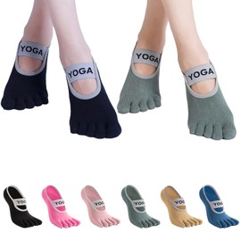 Amzbag Pilates Socks, 5-Toe 3D Anti-Slip, Yoga Socks, Grip Socks, Pilates Socks, Breathable, Antibacterial, Deodorizing, Quick Drying, Anti-Fade, Sweat Protection, Stylish, Indoor Exercise, Dance,