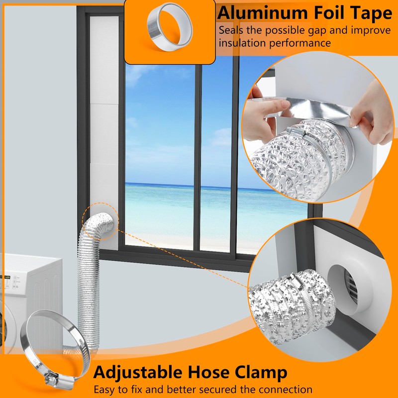 LBG Products Dryer Vent Window Kit with Weather-proof Louvered Vent