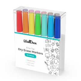 WallDeca Low-Odor Dry Erase Markers, Fine Tip, Assorted 13 Colors, Whiteboard Marker Pens Erasable Calendar (Assorted - 13 Colors)