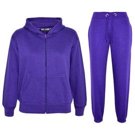 A2Z 4 Kids Girls Boys Plain Tracksuit Hoodie With Joggers Jogging - T.S Plain Purple 9-10