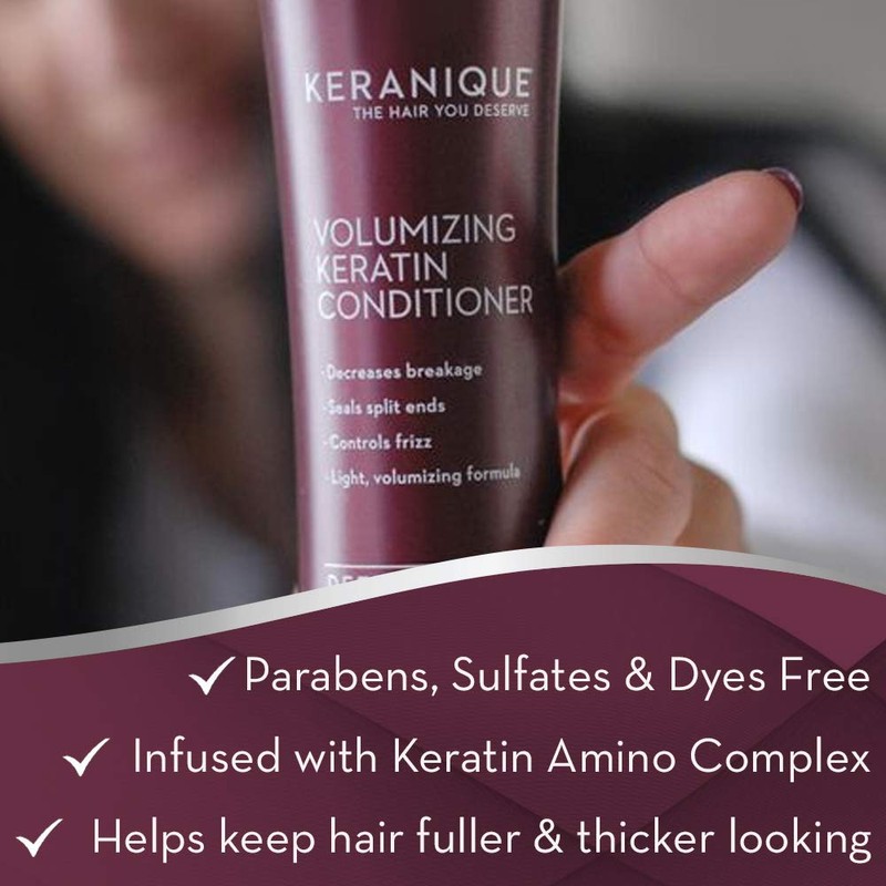 Keranique Deep Hydration Volumizing Keratin Conditioner, 8 Ounce (2 Pack)