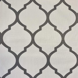 First Choice Vinyls Alux Vinyl Tablecloth Flannel Backed - Damascus White and Silver - Indoor Outdoor - Wipeable - Waterproof (55in x 70in Rectangle)