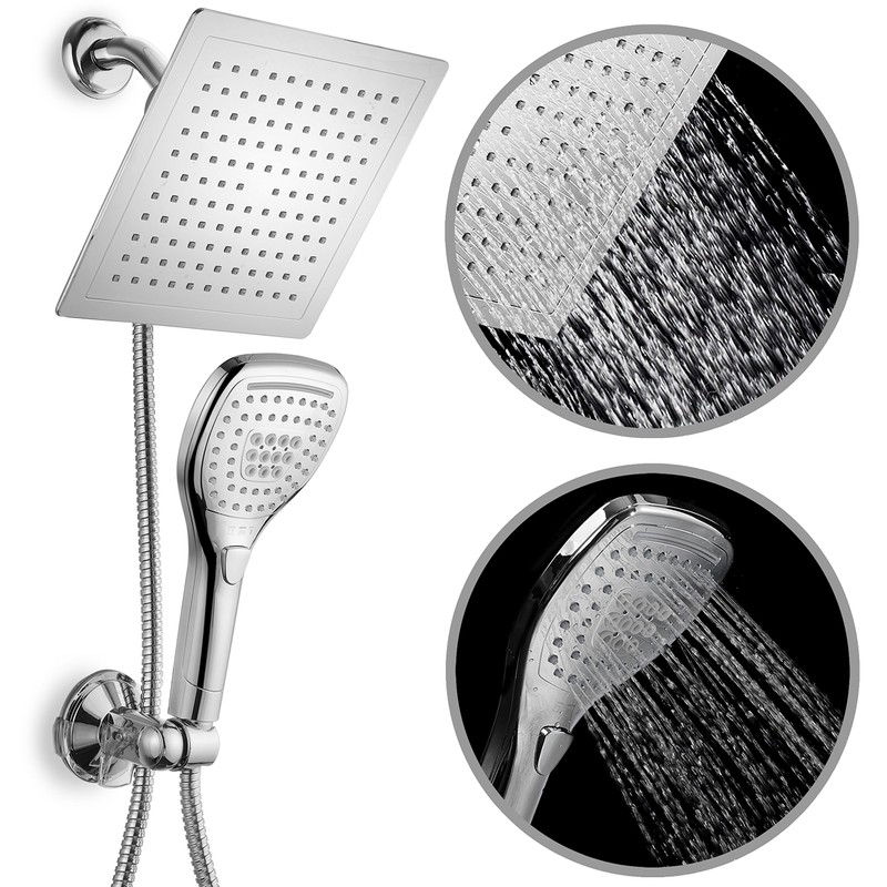Dream Spa Ultra-Luxury 9" Rainfall Shower Head/Handheld Combo. Convenient Push-Button