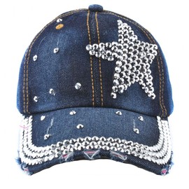 Elonmo Bling Hat - Jeans Ajustables para Mujer, diseño de Gorra de béisbol, Star-5#, Talla única/Ajustable