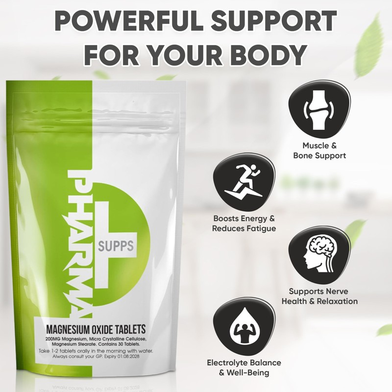 Pharma Magnesium Oxide 200mg - High Strength Magnesium Supplement for