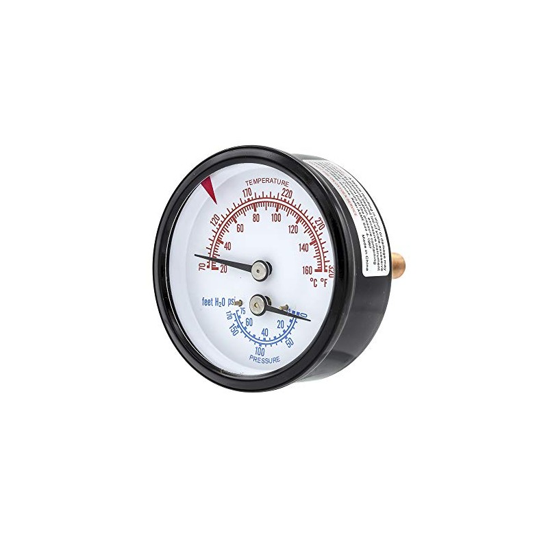 PIC Gauges TRI-RC-254R1.75-D Commercial Tridicator, Black Steel Case, Bronze Internals,