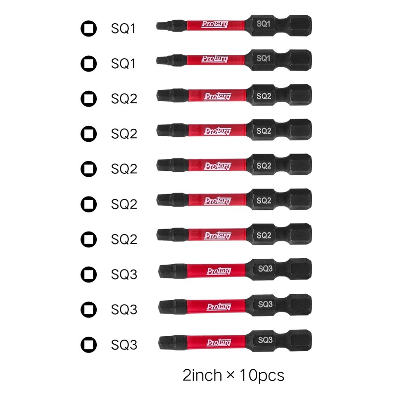 Protorq Impact Bit set, SQ 2inch w/Clip