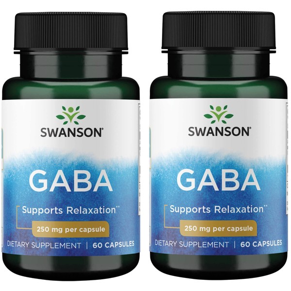 Swanson GABA Gamma Amino Acidbutyric Acid 250 Milligrams 60 Capsules (2 Pack)
