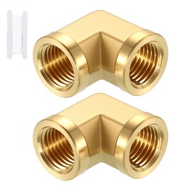 Kozelo Pack of 5, 90 ° 1/4" NPT FeMale to 1/4" NPT FeMale Solid Brass Barstock Street Elbow, Forged Pipe Fitting for Pipe Leak Repair, Bathroom Remodeling, Tool Extension, Compression