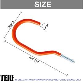 TERF® Universal Tool Hook Screw-in Hooks Storage Shed Garage Utility Hook Multi-Purpose Hooks Set Heavy Duty Wall Mount Vinyl Coated Storage Household Hooks for Garden Garage Shed Tools - Pack of 4