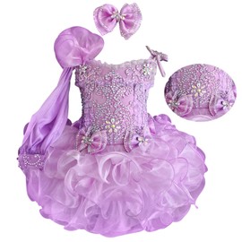 Jenniferwu Pageant Dress Handmade Beaded Dresses Toddler Pageant Princess Dress G011A 12-18M Lilac