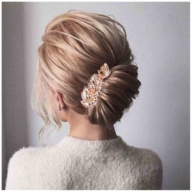 Yheakne Crystal Wedding Hair Clip Hair Clip Gold Bridal Rhinestone Hair Clip Comb Wedding Headpiece Shiny Bridal Hair Clip Headpiece Wedding Hair Accessories for Women and Girls (Gold)