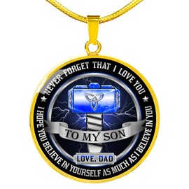 Birthday Gift for Son - Son and Dad Hammer of Thor Necklace - Gift for Son - to My Son Necklace from Dad - Father and Son Gifts - Luxury Necklace Silver On Birthday, Anniversary - Includes Gift Box!