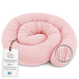 Totsy Baby Side Sleeper Pillow, Muslin Bed Snake, Body Pillow, Long Bed Roll, Neck Roll, 200 cm, Cotton, Powder Pink
