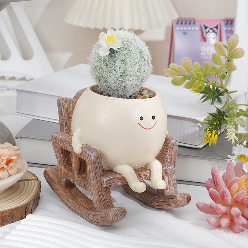 Rocking Chair Flower Pot Resin Patio Decorative Succulent Planter Garden