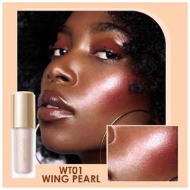 FOCALLURE Shimmer Liquid Highlighter, Smooth Cream Formula and Non-greasy Finish,Delivers a Natural Glow, Long Lasting Illuminator Highlighter Face Enhancing Makeup,Wing Pearl