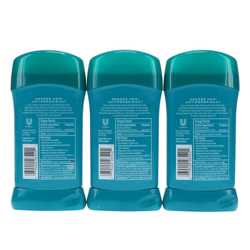 Degree Deodorant 2.7 Ounce Mens Cool Rush (3 Pack) (Packaging