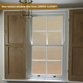 LEMON CLOUD Window Film No Adhesive Removable,Decorative Privacy Window Films,Texture Privacy Glass Film for Bathroom Office Home(35.4x157.4inches, Brown)