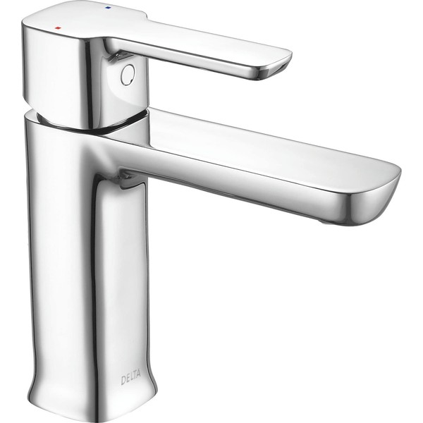 Delta Faucet Modern Single Hole Bathroom Faucet, Single Handle Bathroom Faucet Chrome, Bathroom Sink Faucet, 1 Hole Bathroom Faucet, Drain Assembly, 1.0 GPM, Chrome 581LF-GPM-PP